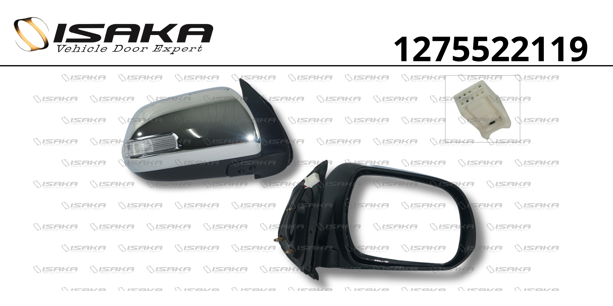 RETROVISOR LD CE C/PISCA CAPA CROMADA (PISCA CRISTAL) (5 FIOS)