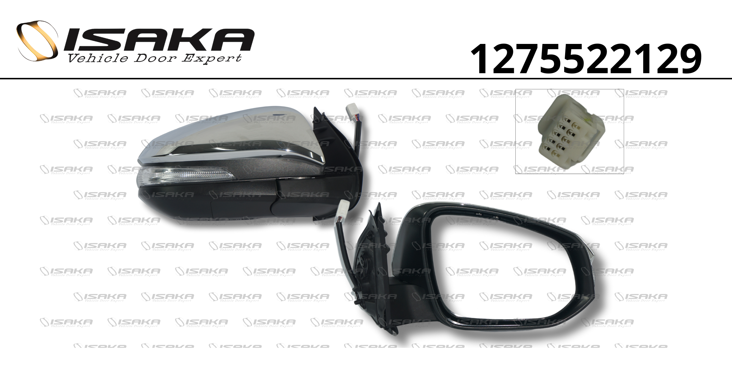 RETROVISOR LD CE C/PISCA C/REBATIMENTO CAPA CROMADA (7 FIOS)
